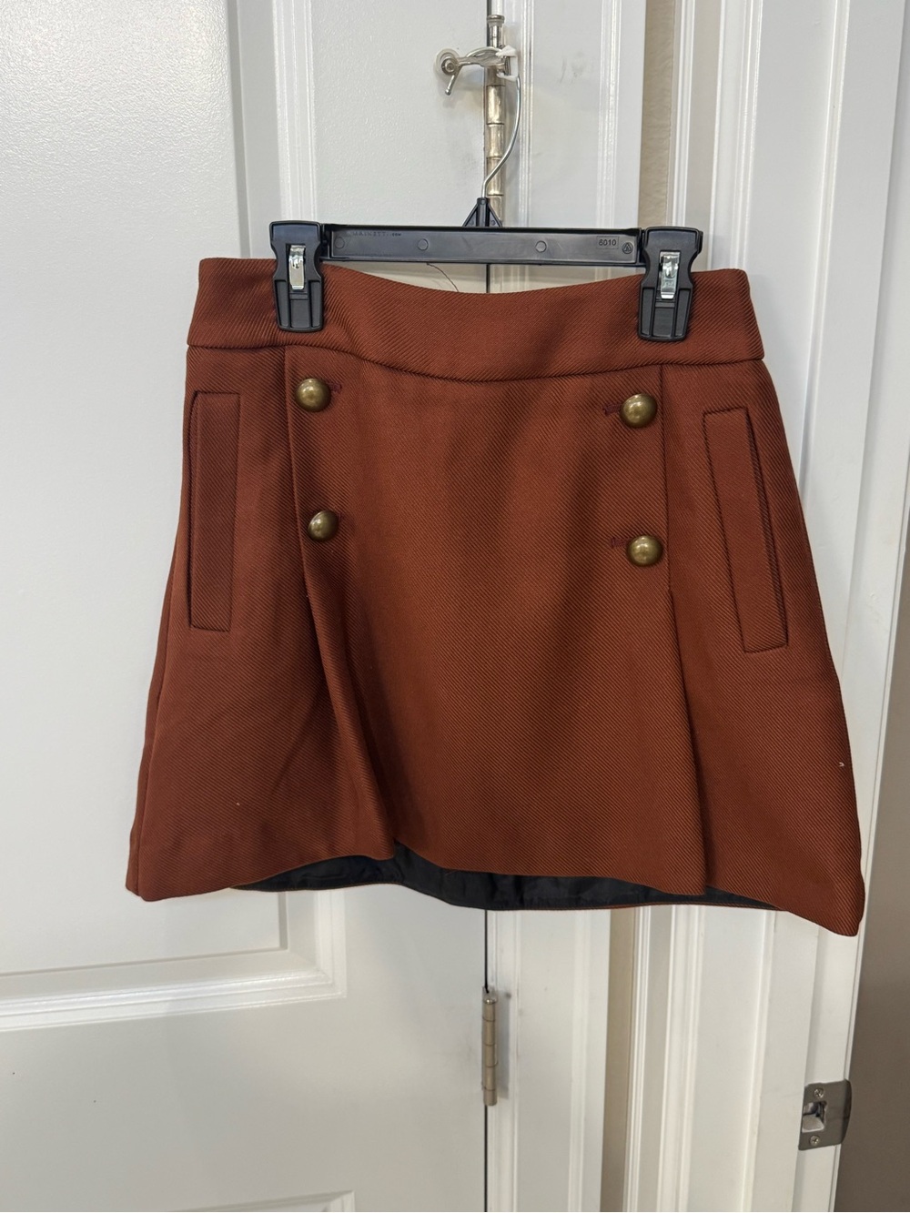 New Express Rust Brown Double-Breasted Mini Skirt